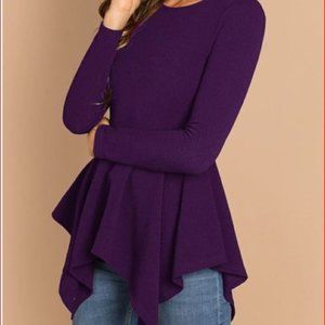 SHEIN Hanky Hem Solid Peplum Top Size Small